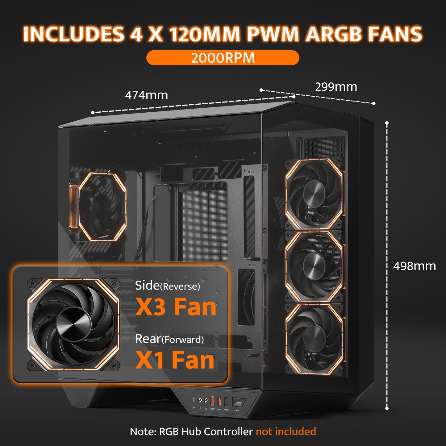 DY470 Full-Tower ATX Gaming PC Case