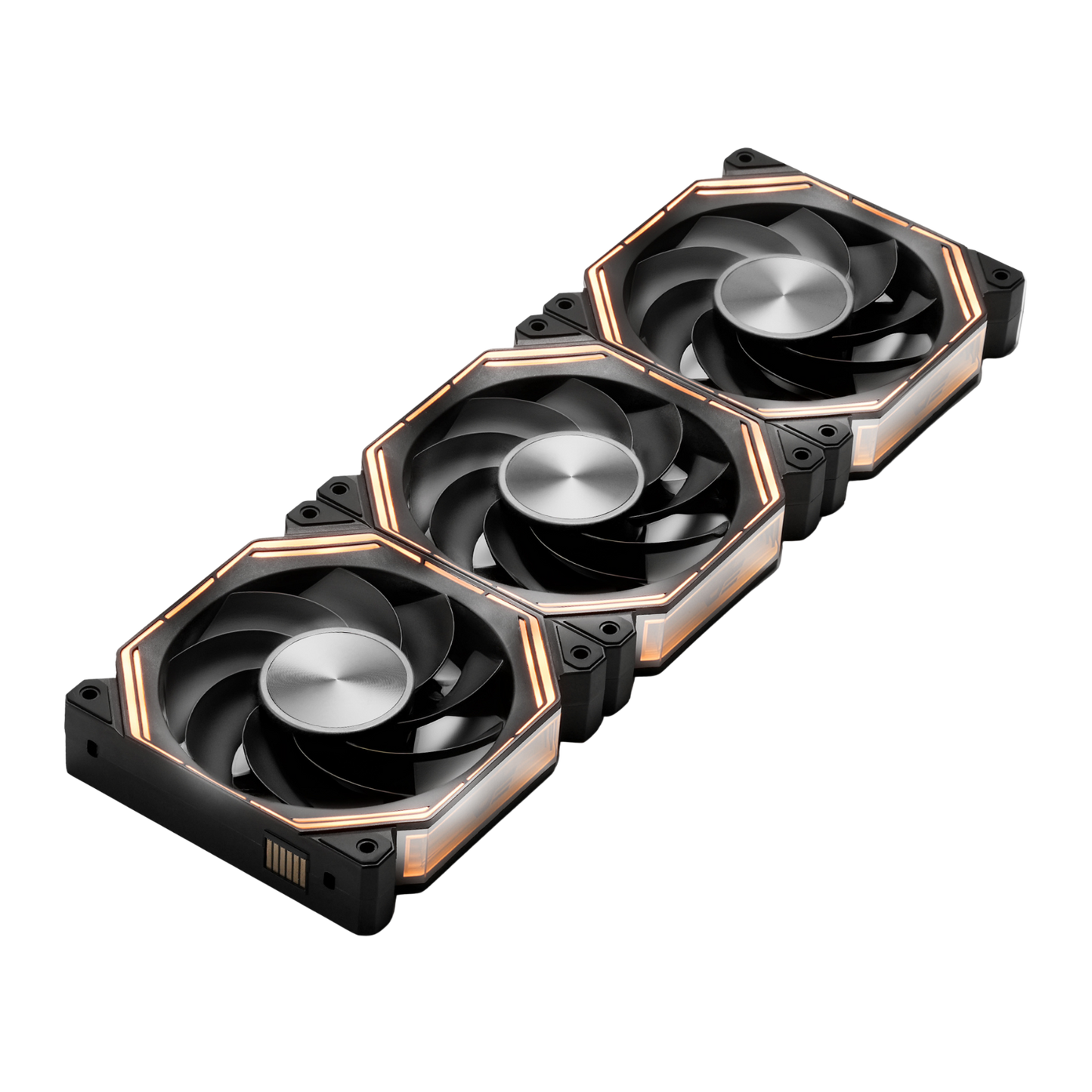 Three hexagonal fans with metallic accents -darkFlash