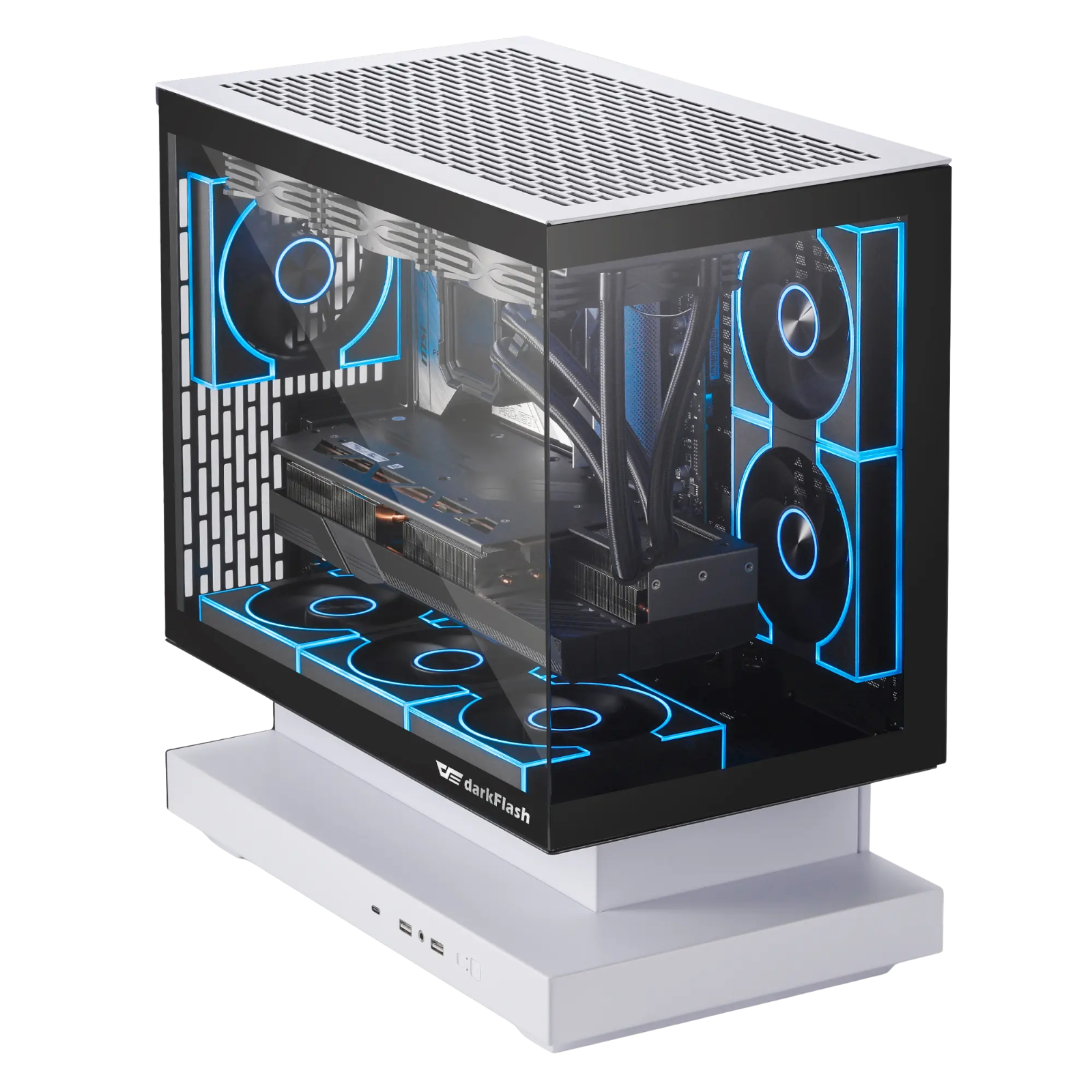 Computer case with blue lighting 