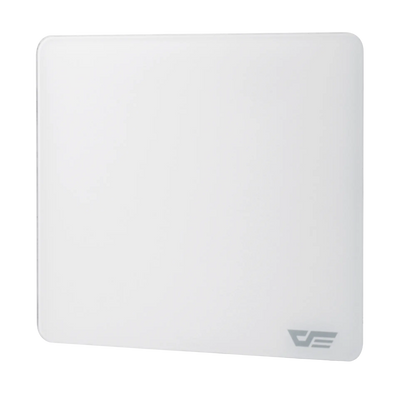 White mouse pad with a logo