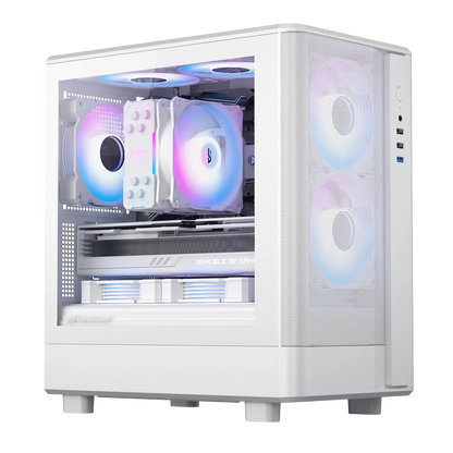 White computer case with RGB lighting