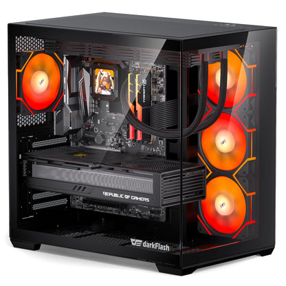 darkFlash C280 E-ATX PC Case, 4 x PWM Fans Included