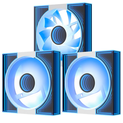 Three blue LED fans 