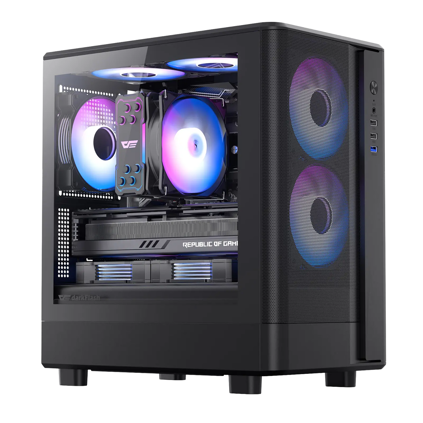 Computer case with RGB lighting