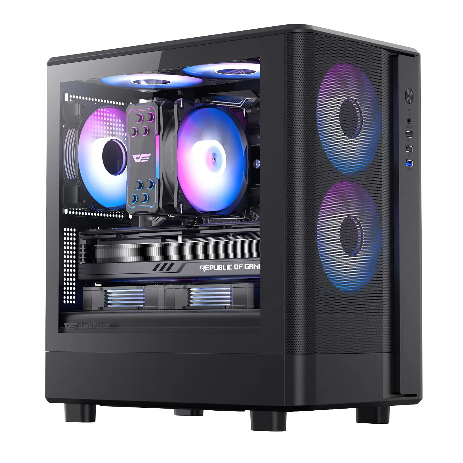 Computer case with RGB lighting