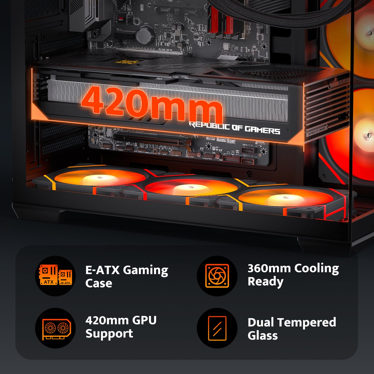 darkFlash C280 E-ATX PC Case, 4 x PWM Fans Included