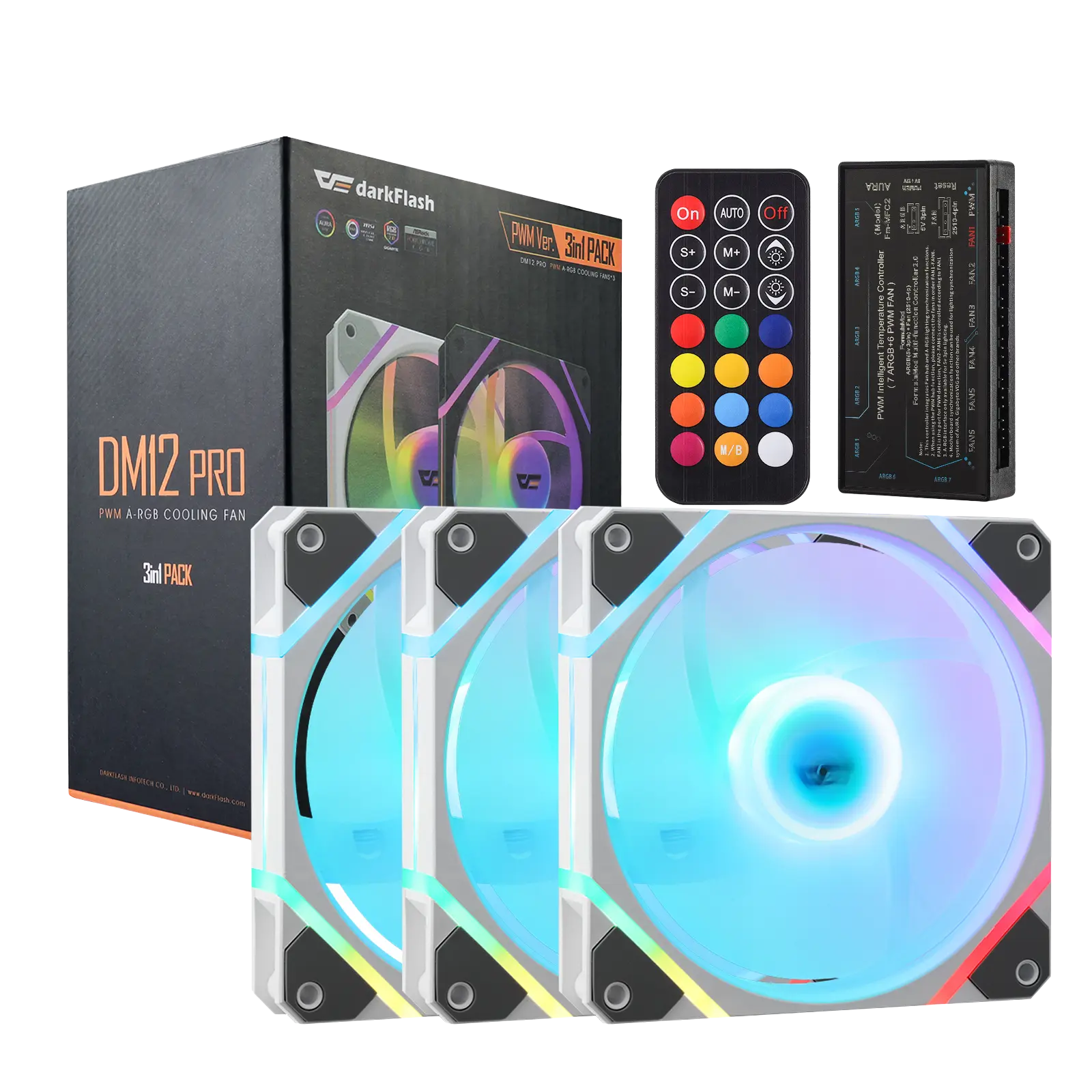 DM12PRO ARGB Case Fans with Controller Hub & Remote(120mm)