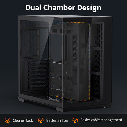 darkFlash C280 E-ATX PC Case, 4 x PWM Fans Included