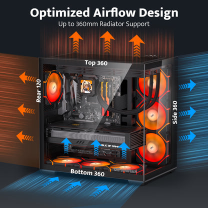 darkFlash C280 E-ATX PC Case, 4 x PWM Fans Included