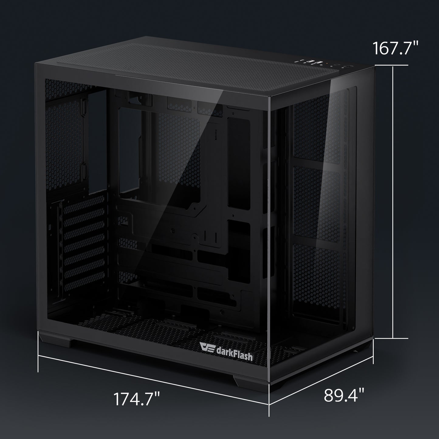 darkFlash C280 E-ATX PC Case, 4 x PWM Fans Included
