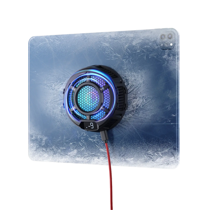 Gaming mouse pad with a central circular design and blue LED lights