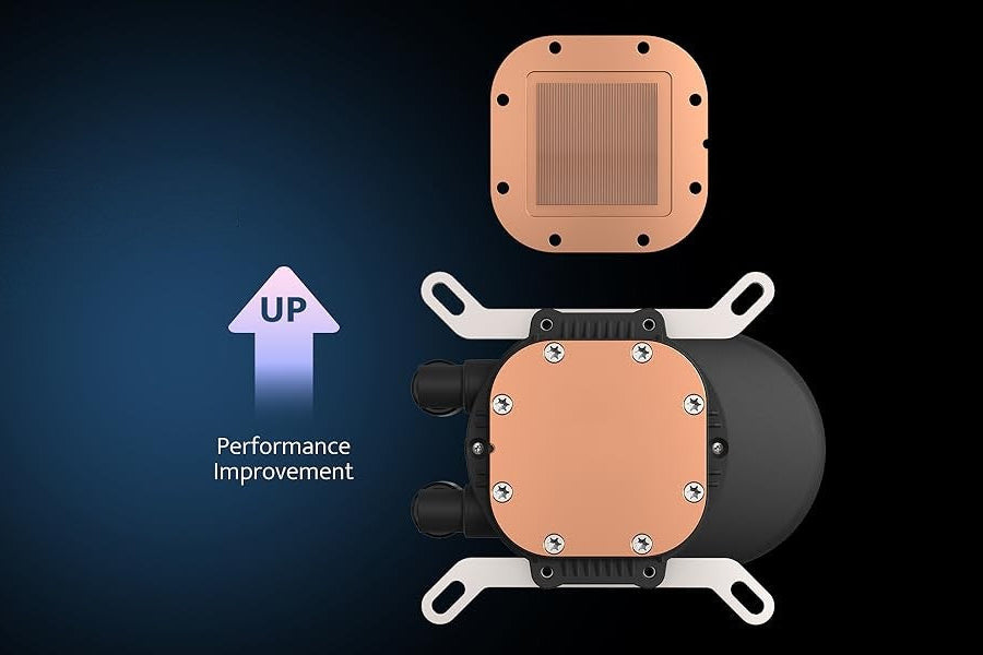 Illustration of a mechanical component with an arrow indicating performance improvement-darkFlash