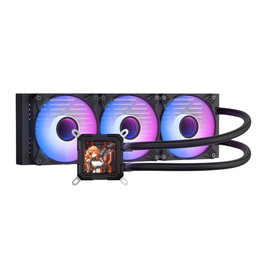 CPU cooling system with three RGB fans