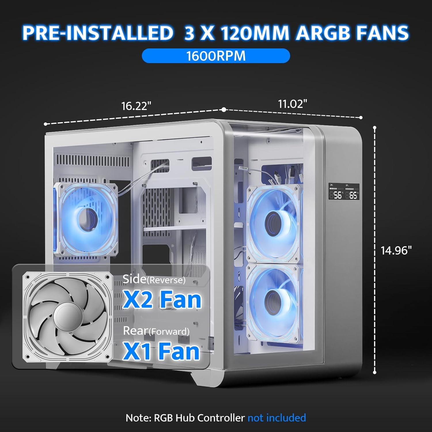 includes 3 120mm argb fans