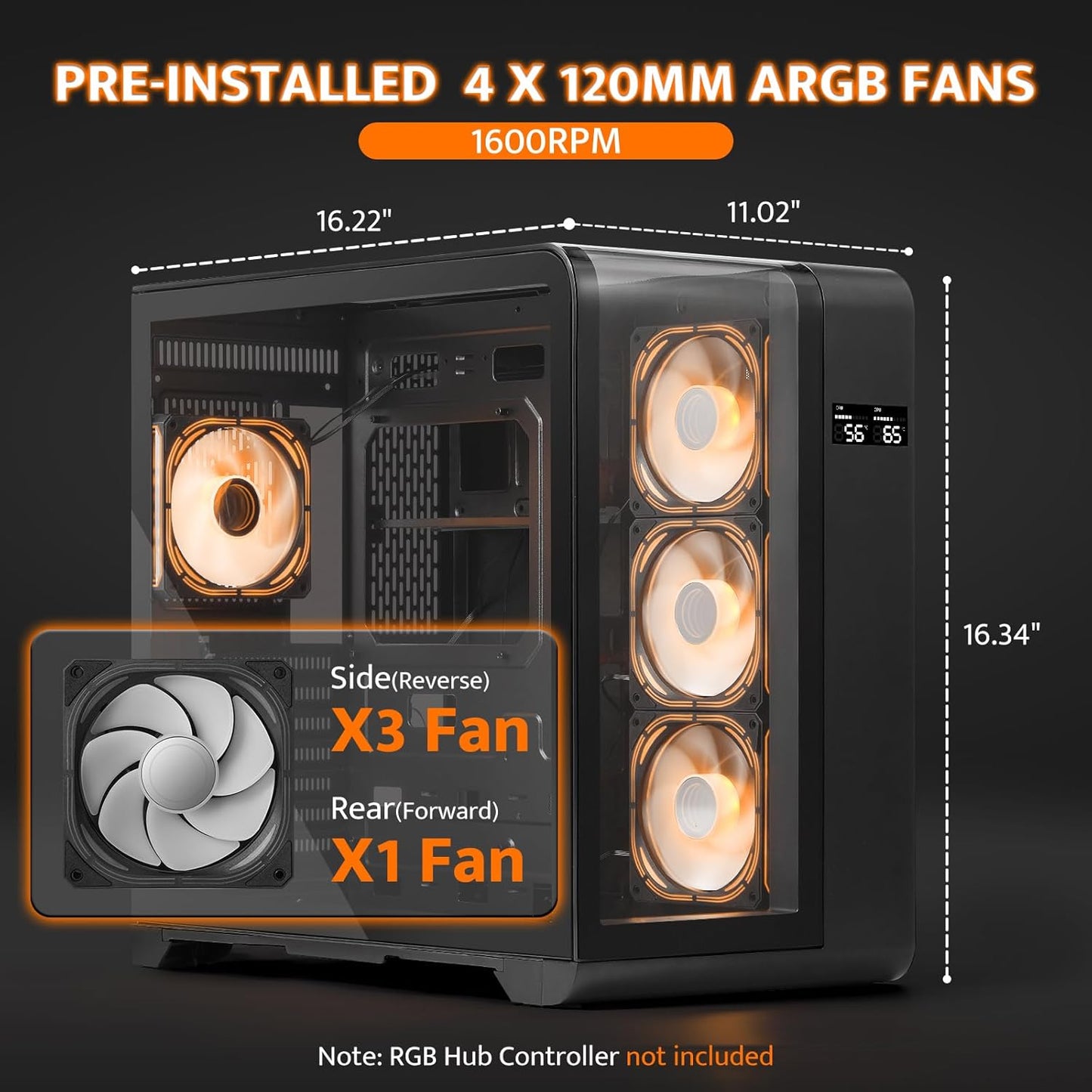 L280 ATX Mid-Tower PC Case with Screen-5