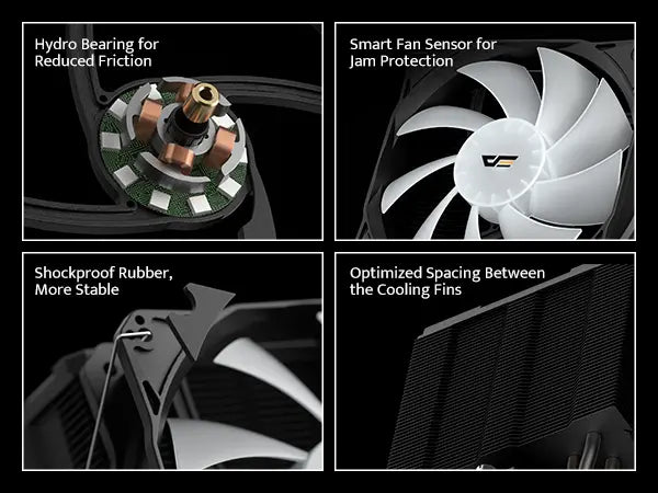 Collage of cooling system components- darkFlash