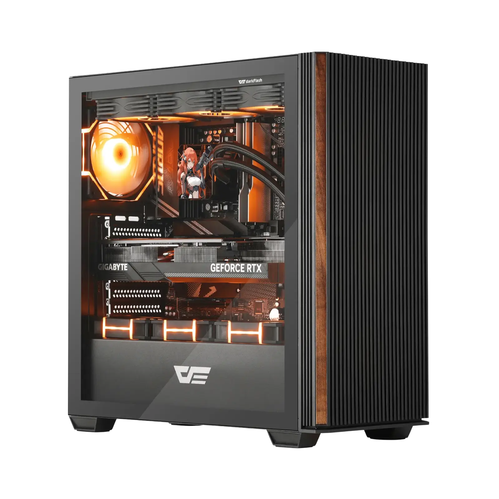 Computer case with visible hardware components-darkFlash PC CASE