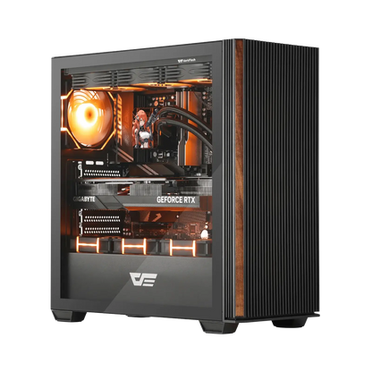 Computer case with visible hardware components-darkFlash PC CASE