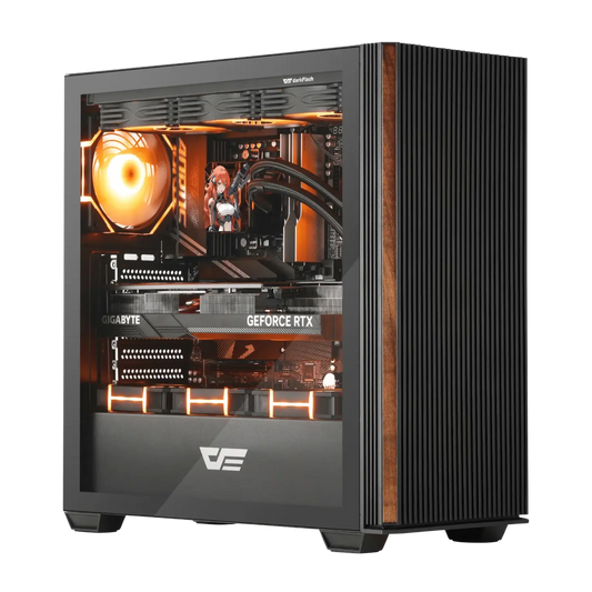 Computer case with visible hardware components-darkFlash PC CASE