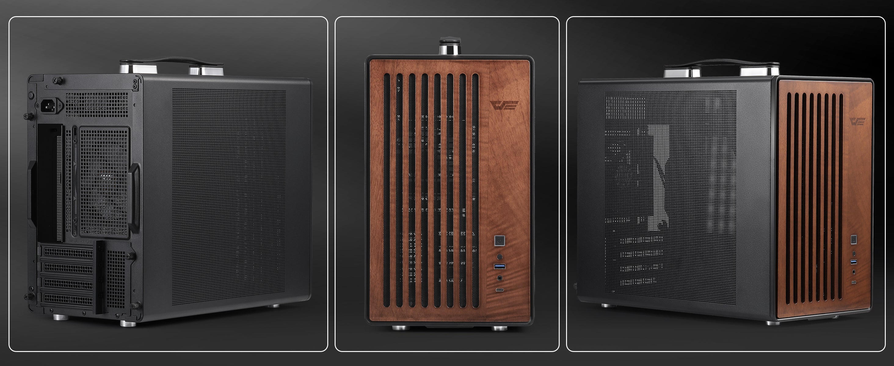 Three different models of darkFlash WD200 MATX PC case